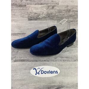 Jared Lang Italian Blue Velvet Mens Slip-On Loafers Size 8.5